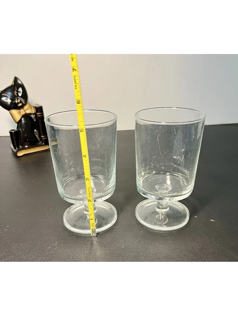 Luminarc France 1970s Set Of 2 Water Wine Goblets Cavalier Clear Glass, 3x5”